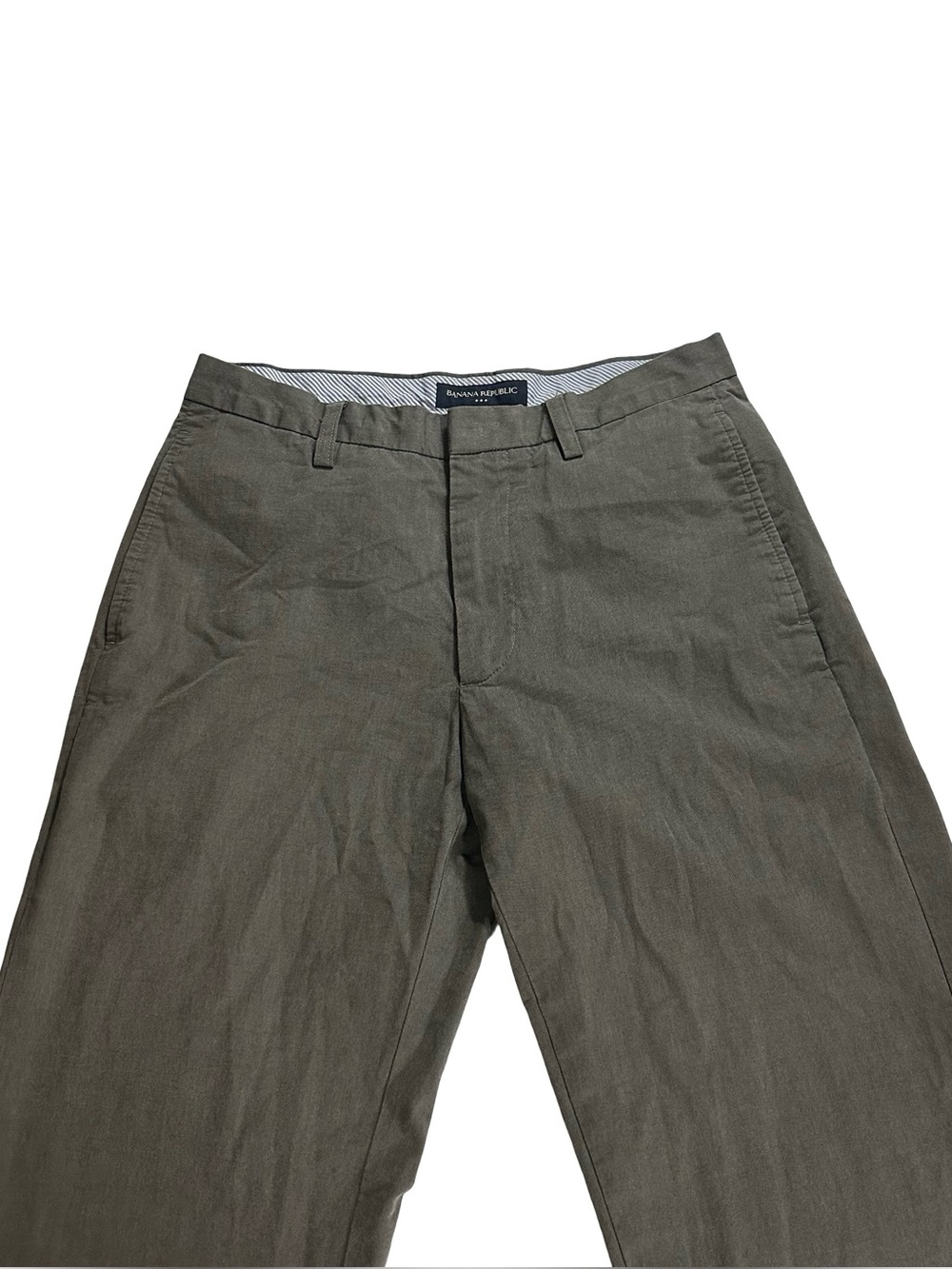 Banana Republic Men Chino Pants Grey Olive Green 100% Cotton Trousers Sz 29x32